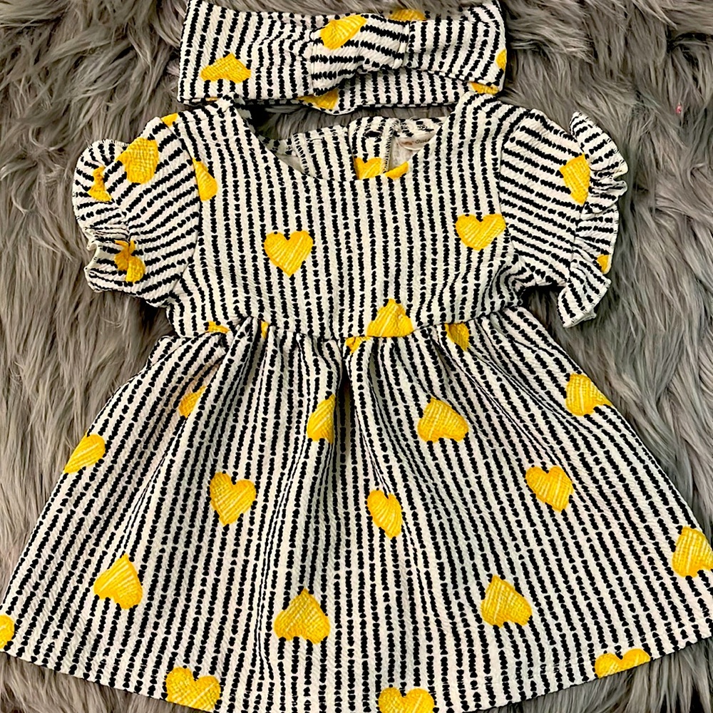 Infant girl flower dress with headband